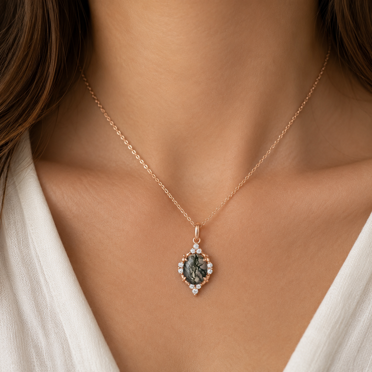 Brya Fire Opal Necklace Rose Gold