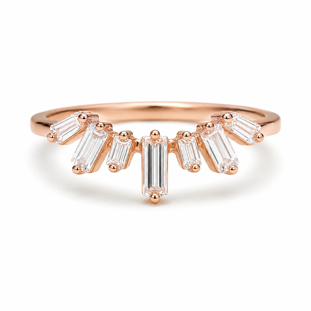 Era Curved Gemstone Stacking Band Rose Gold