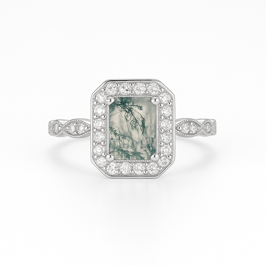 Eao Green Moss Agate Ring