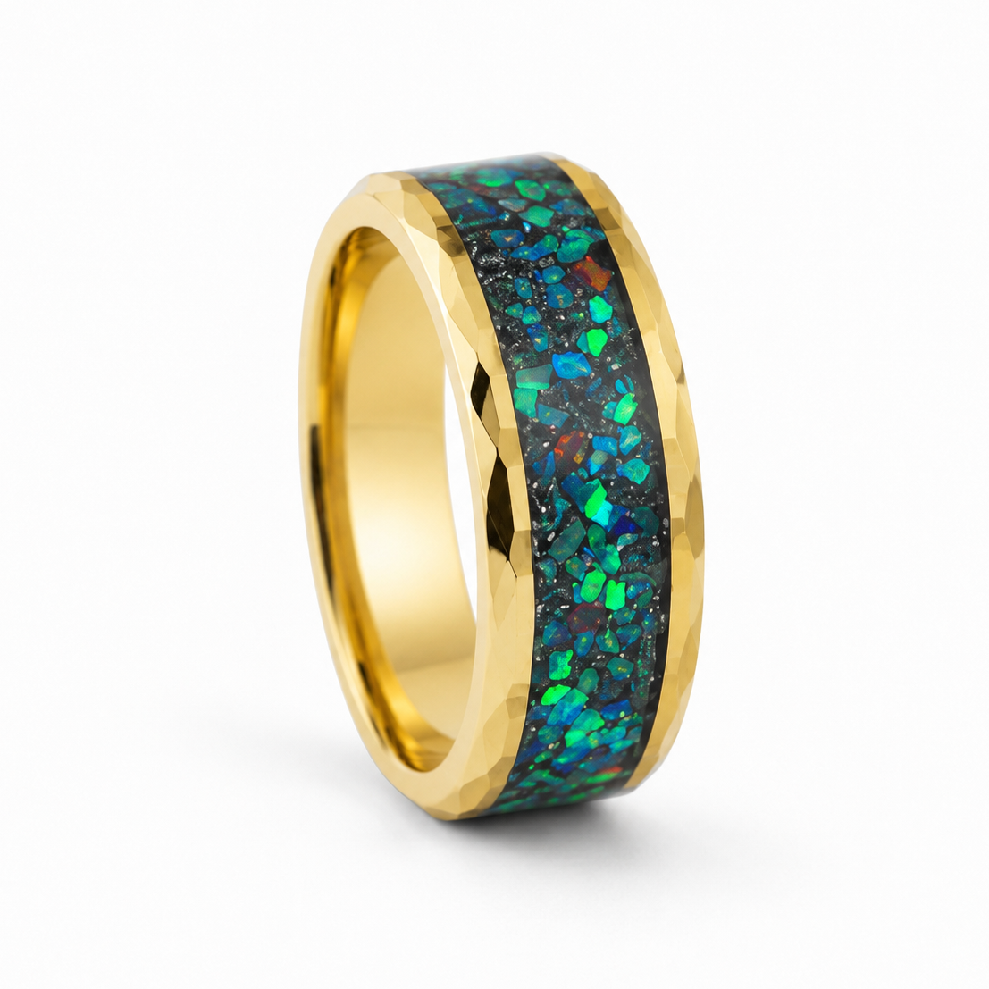 Dale Meteorite Galaxy Opal Wedding Band