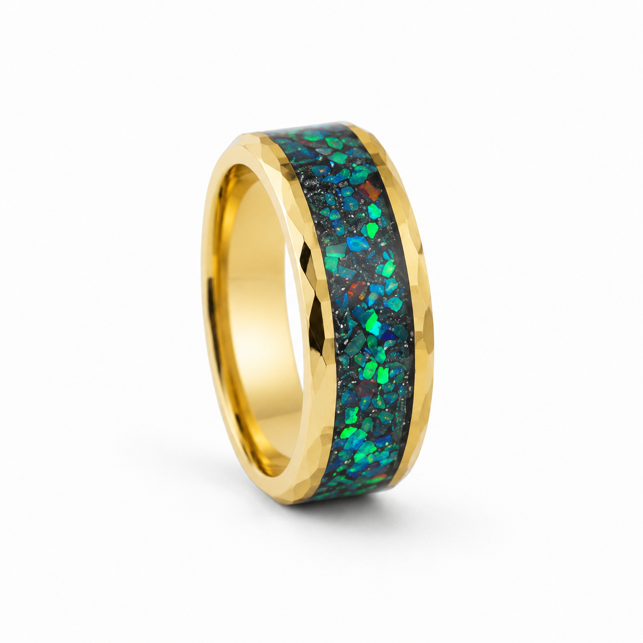 Dale Meteorite Galaxy Opal Wedding Band