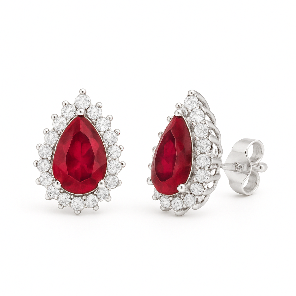 Ina Ruby Earrings Sterling Silver