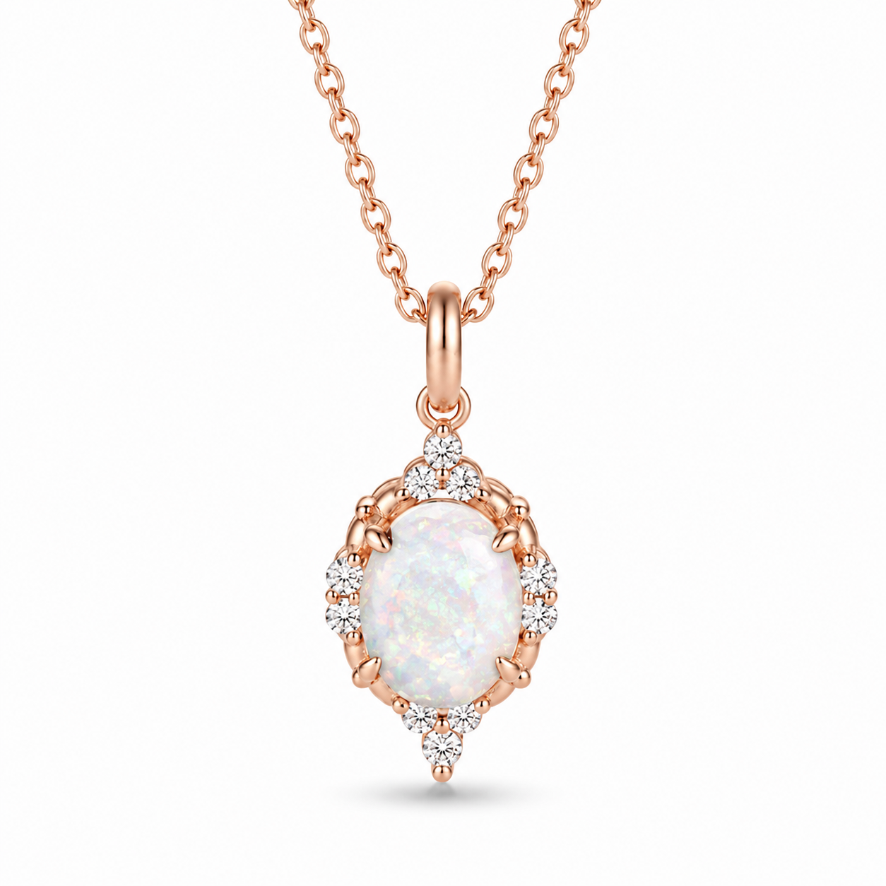 Brya Fire Opal Necklace Rose Gold