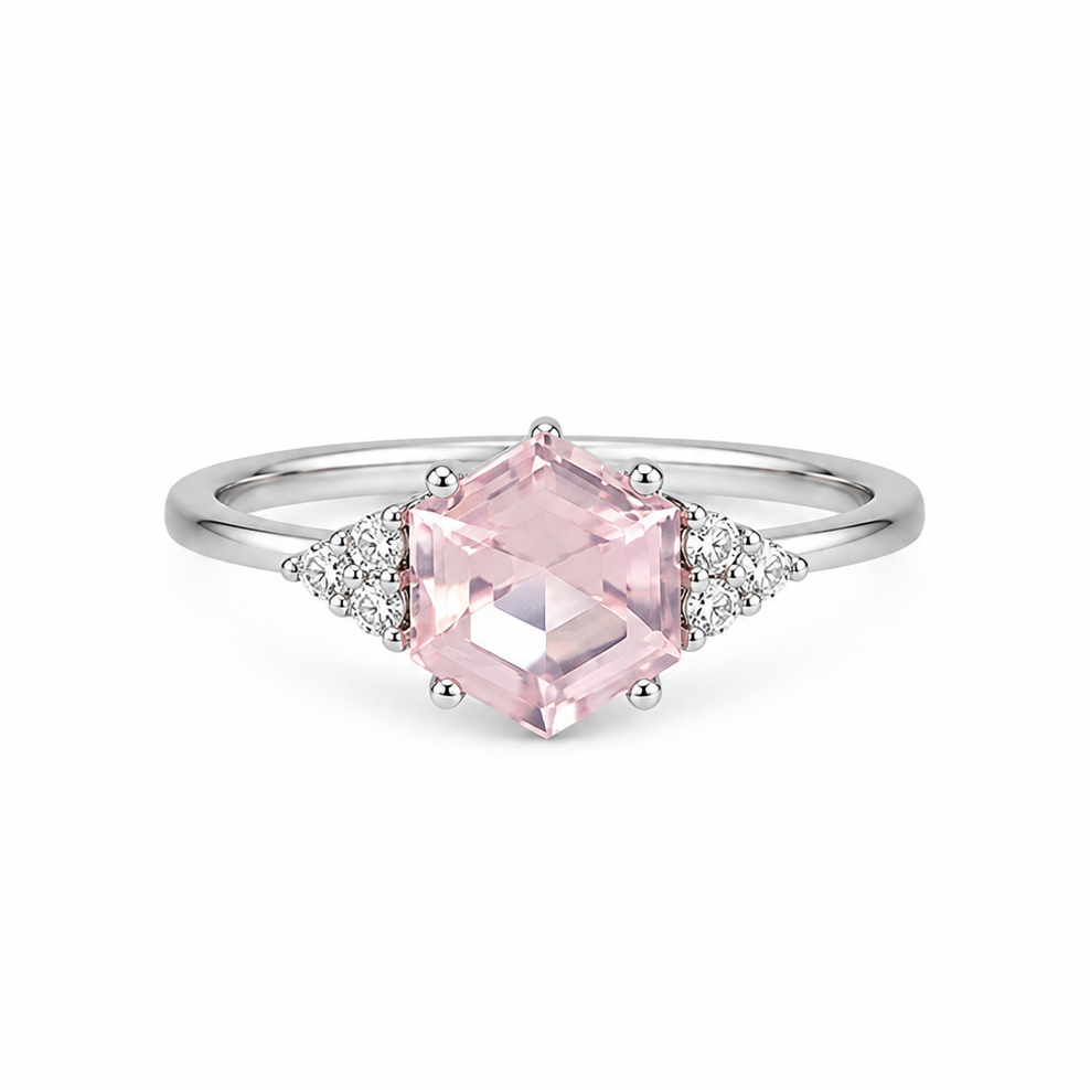 Amber Hexagon Morganite Ring