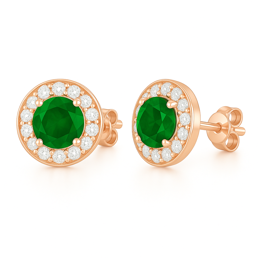 Jia Emerald Earrings Rose Gold