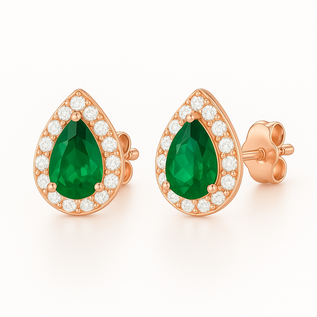 Ina Emerald Earrings Rose Gold