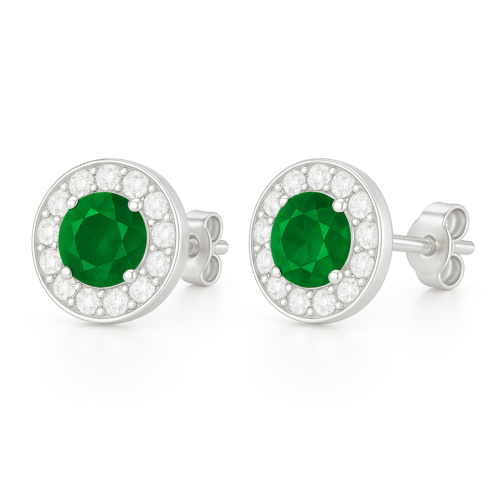 Jia Emerald Earrings Sterling Silver