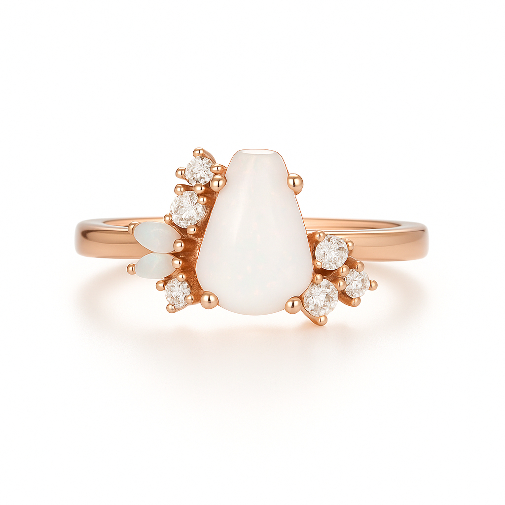 Gari Coffin Cut Opal Ring Rose Gold