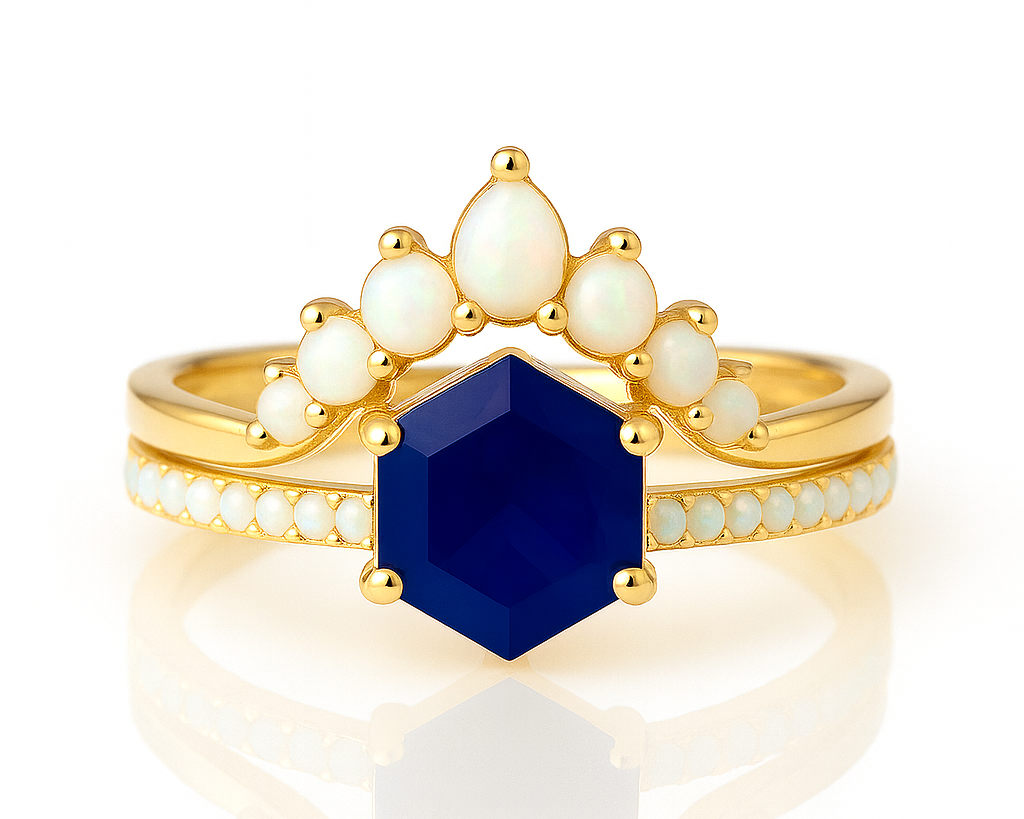 Emma Sapphire & Opal Ring Set