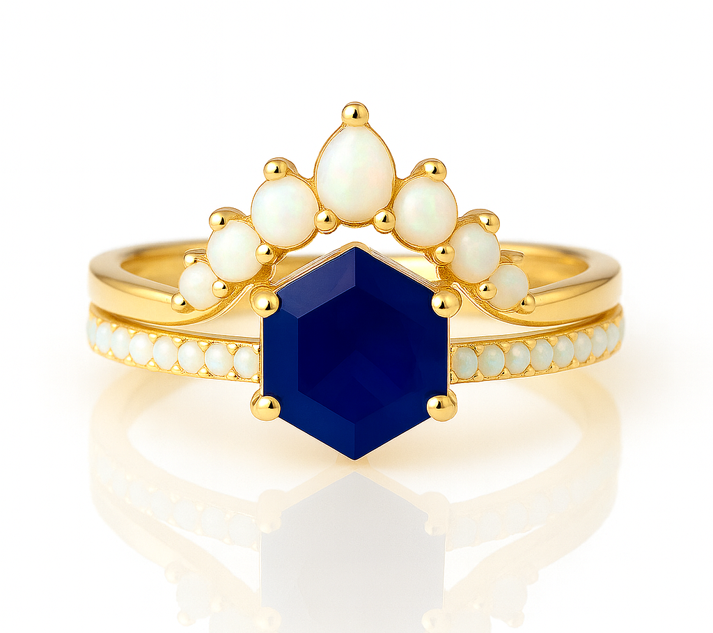 Emma Sapphire & Opal Ring Set