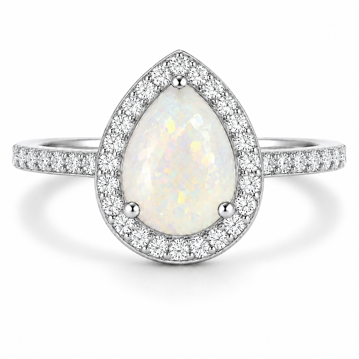 Nia White Fire Opal Ring Sterling Silver