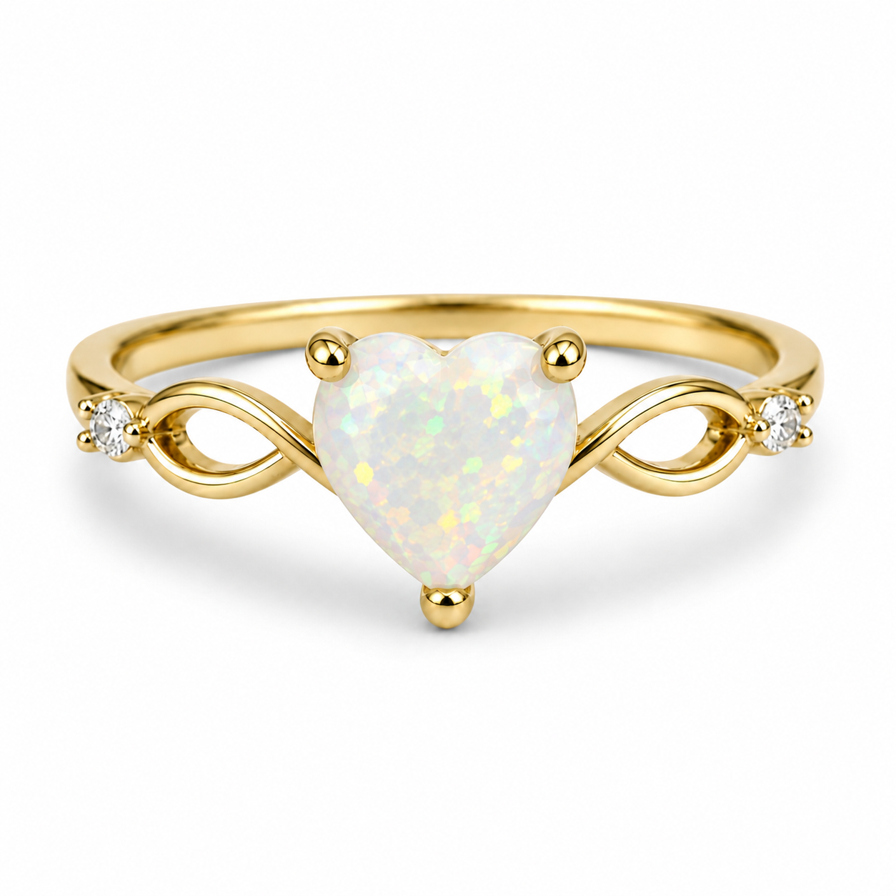 Lei Opal Heart Ring Gold