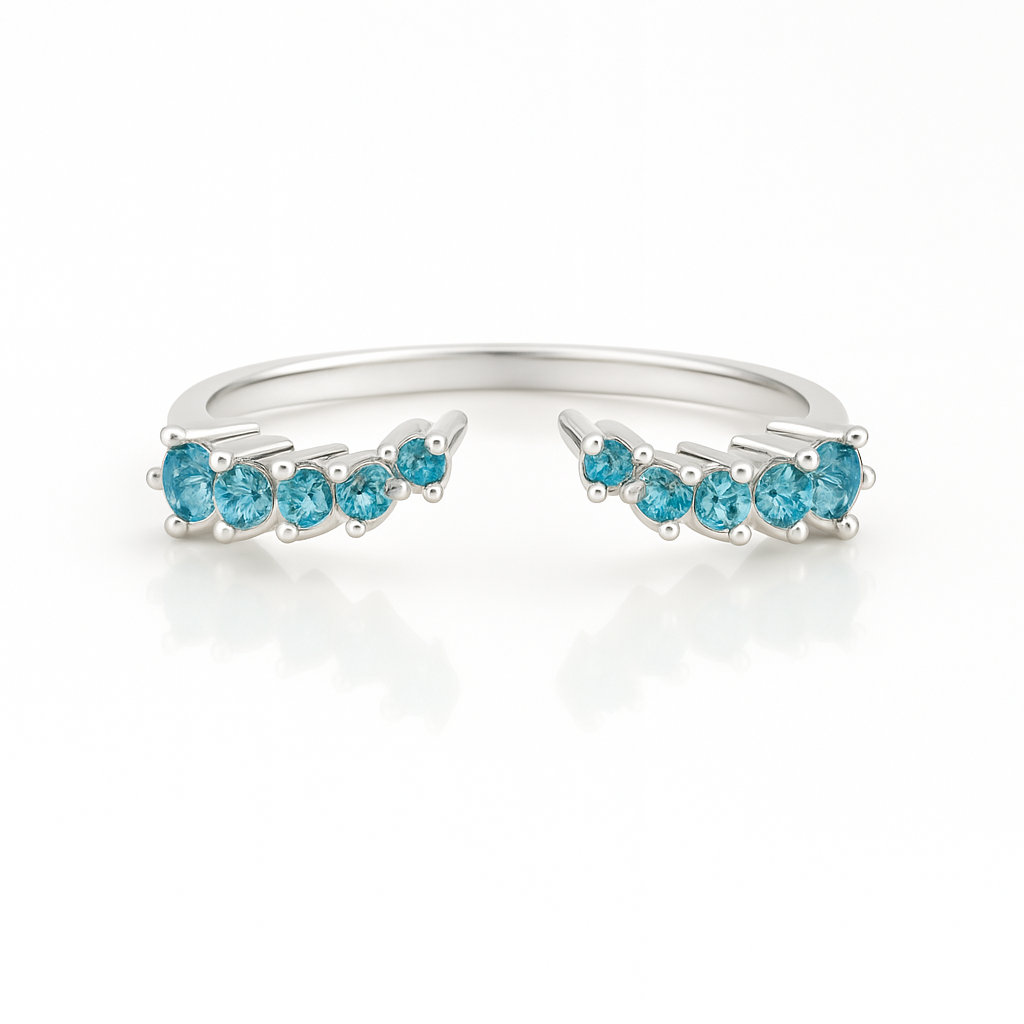 Fie Open London Blue Topaz Stacking Band Sterling Silver