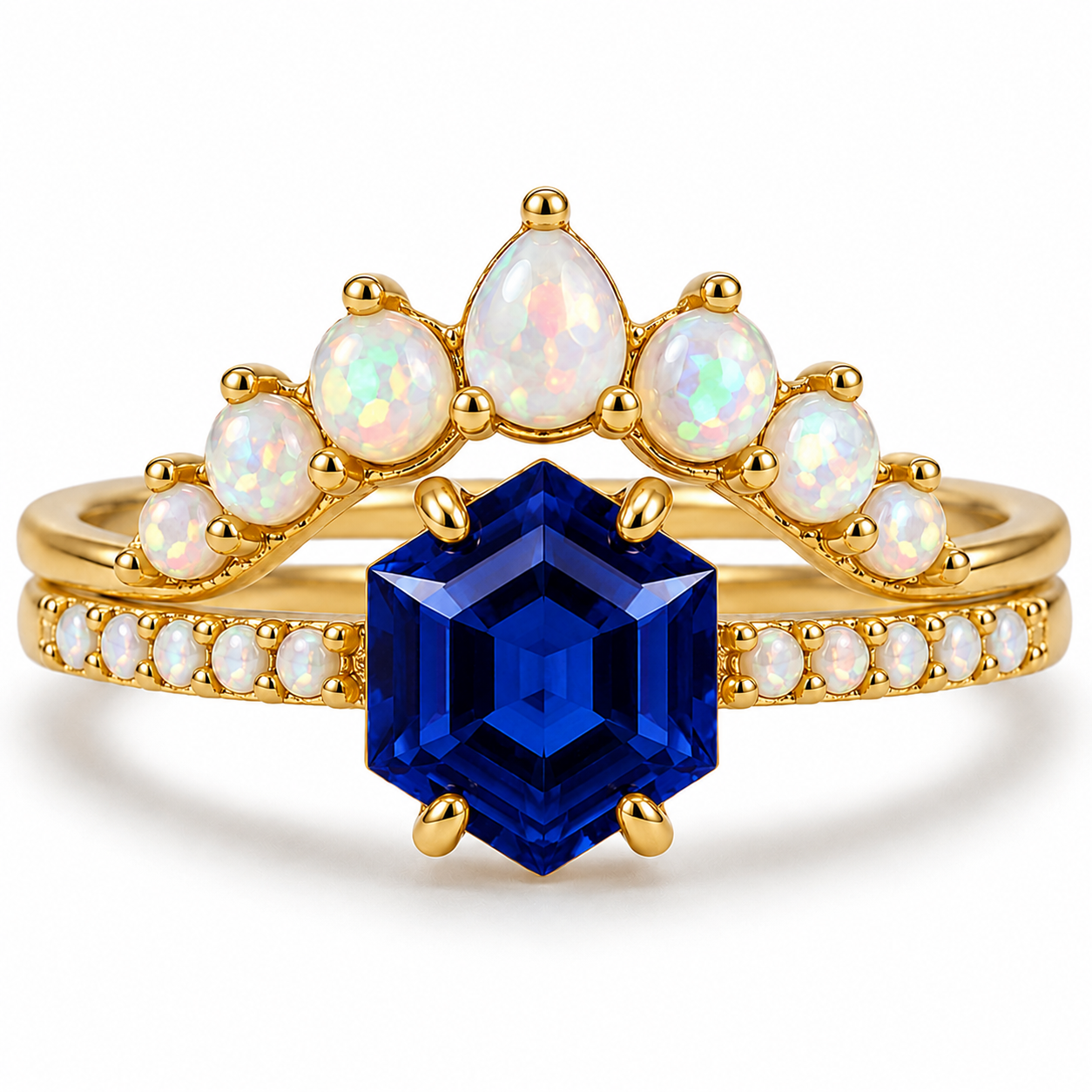Emma Sapphire & Opal Ring Set