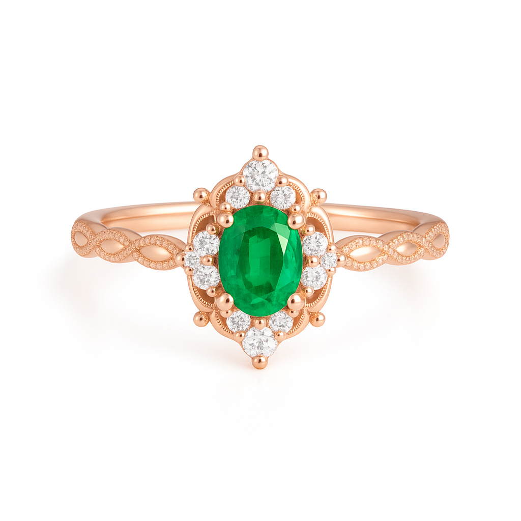 Fia Emerald Ring Rose Gold
