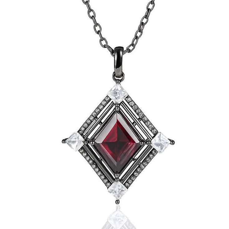 Fria Garnet and Black Gold Necklace