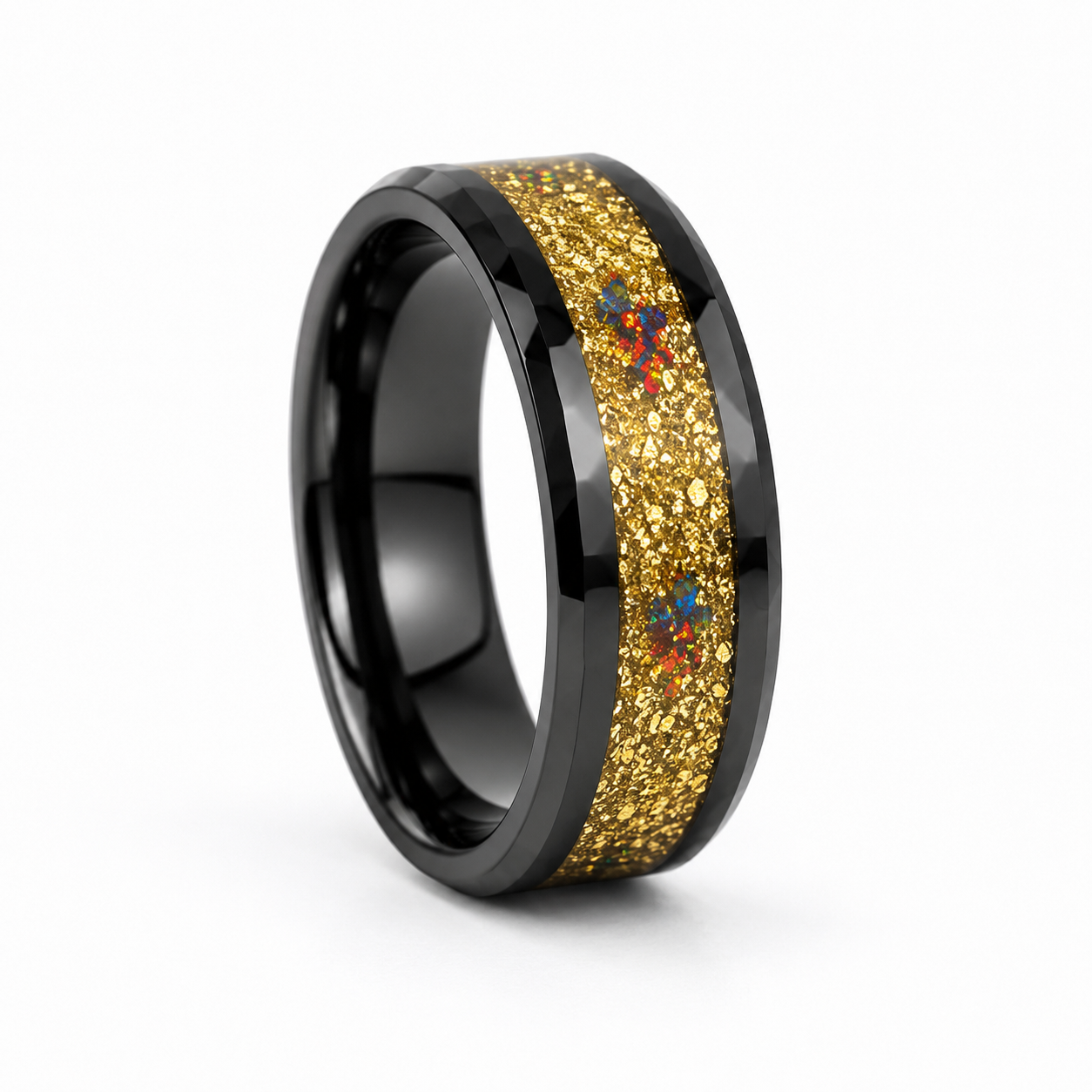 Charlie Gold Leaf Opal Red Sapphire Men's Wedding Ring