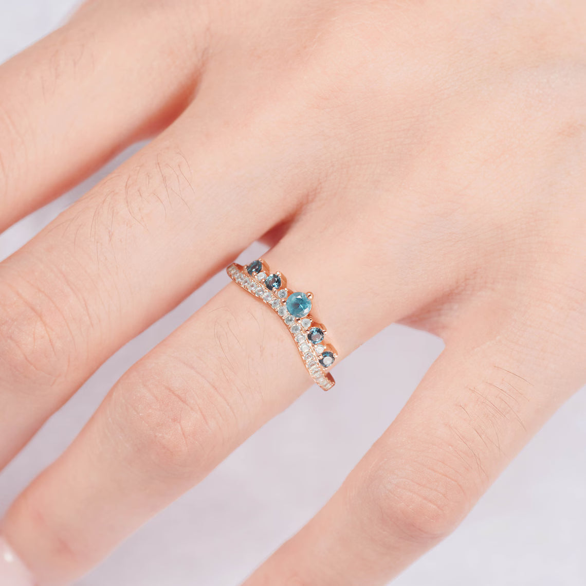 Debbie Natural London Blue Topaz Wedding Band