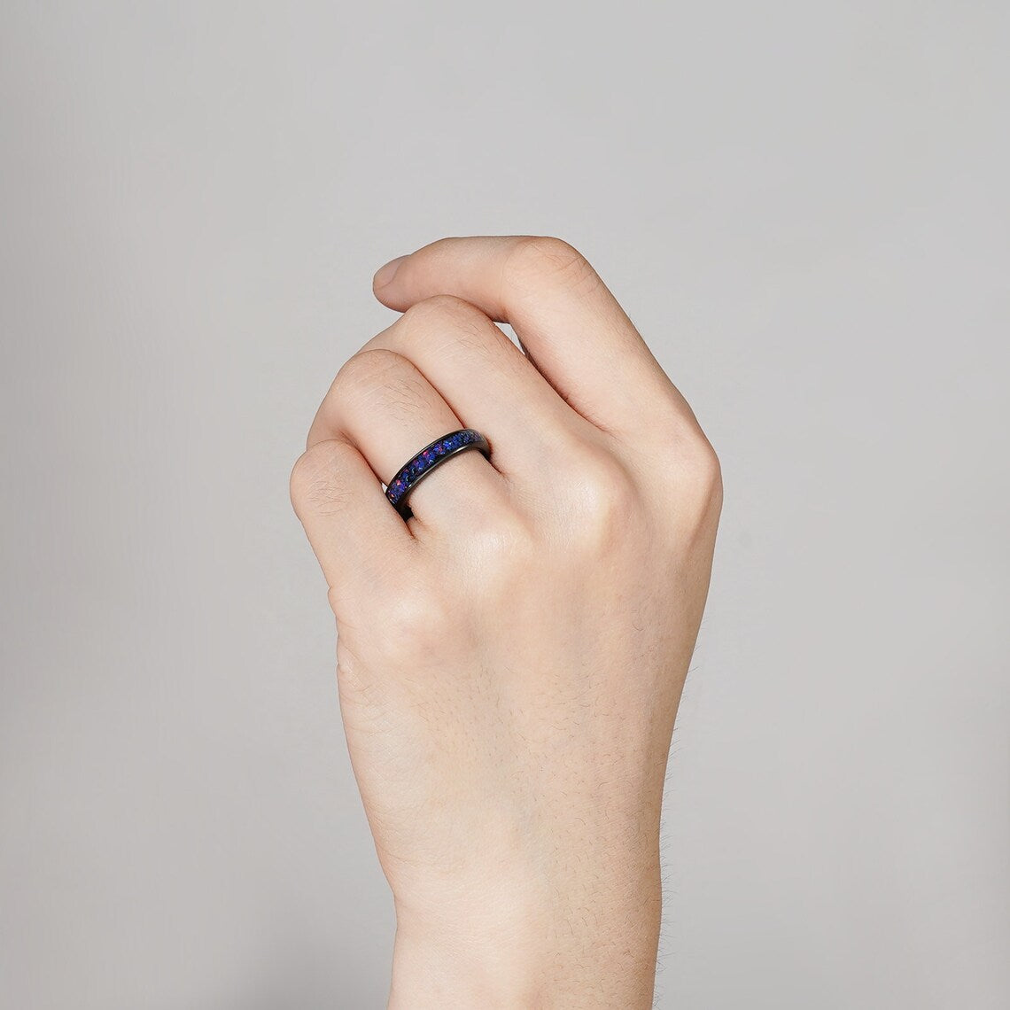 Oria Starry Night Opal Veil Nebula Couples Ring Set