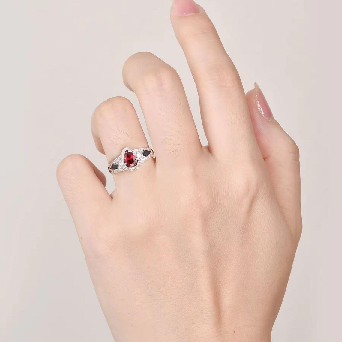 Carmilla Ruby & Moissanite Black Onyx Ring