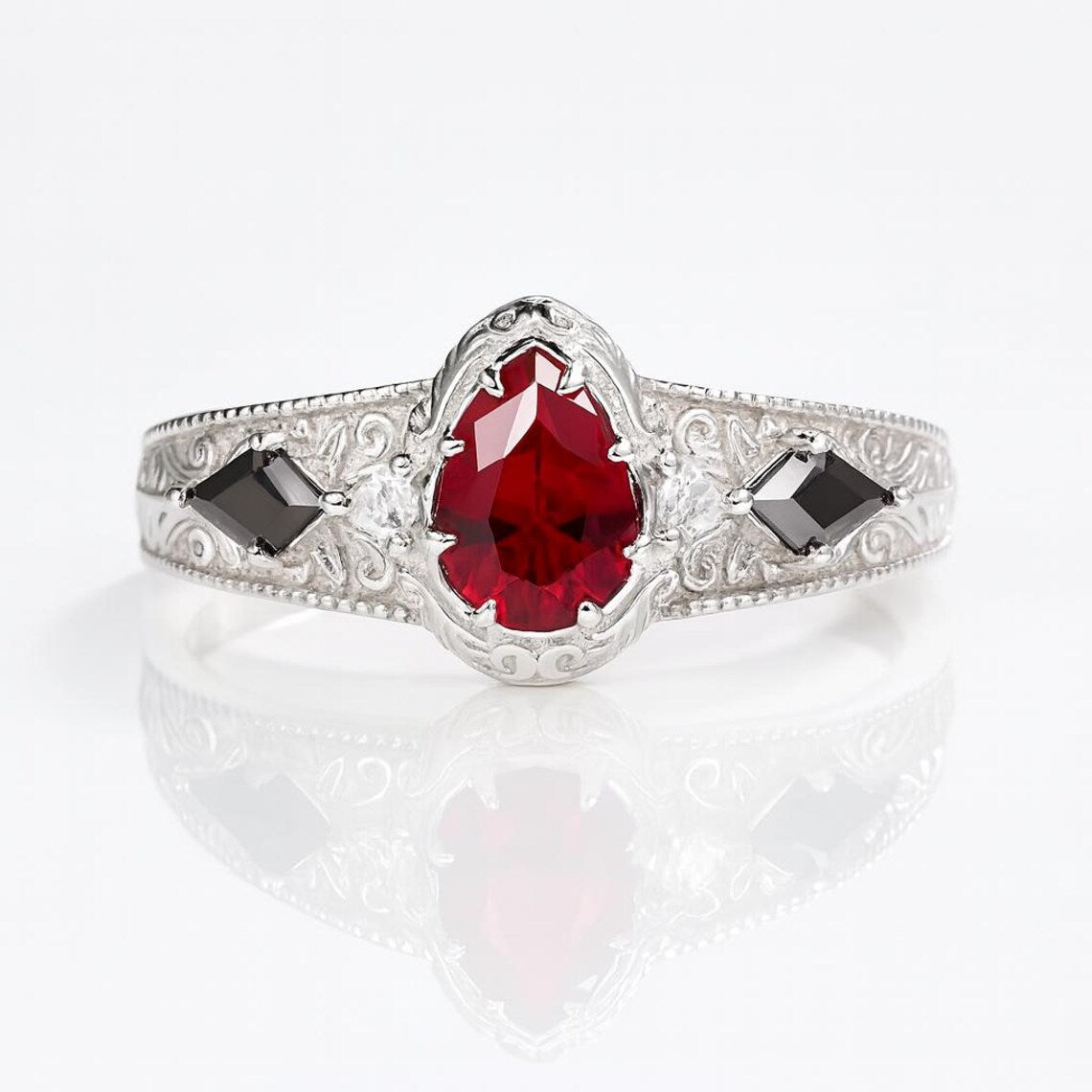 Carmilla Ruby & Moissanite Black Onyx Ring