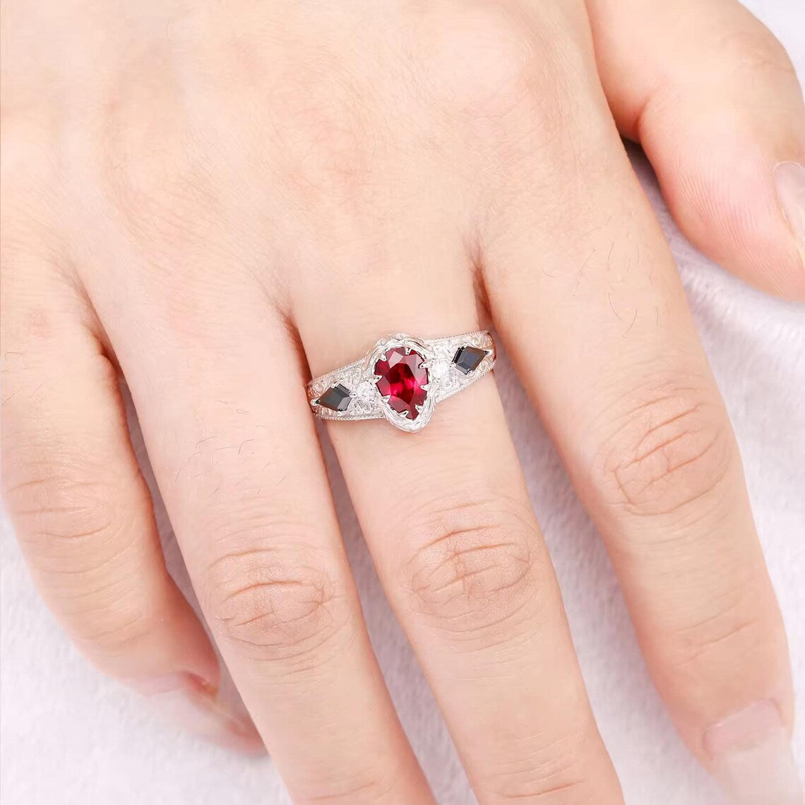 Carmilla Ruby & Moissanite Black Onyx Ring