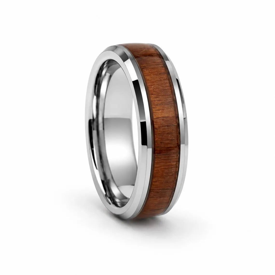 Ted Tungsten Whiskey Barrel Wood Ring 6mm