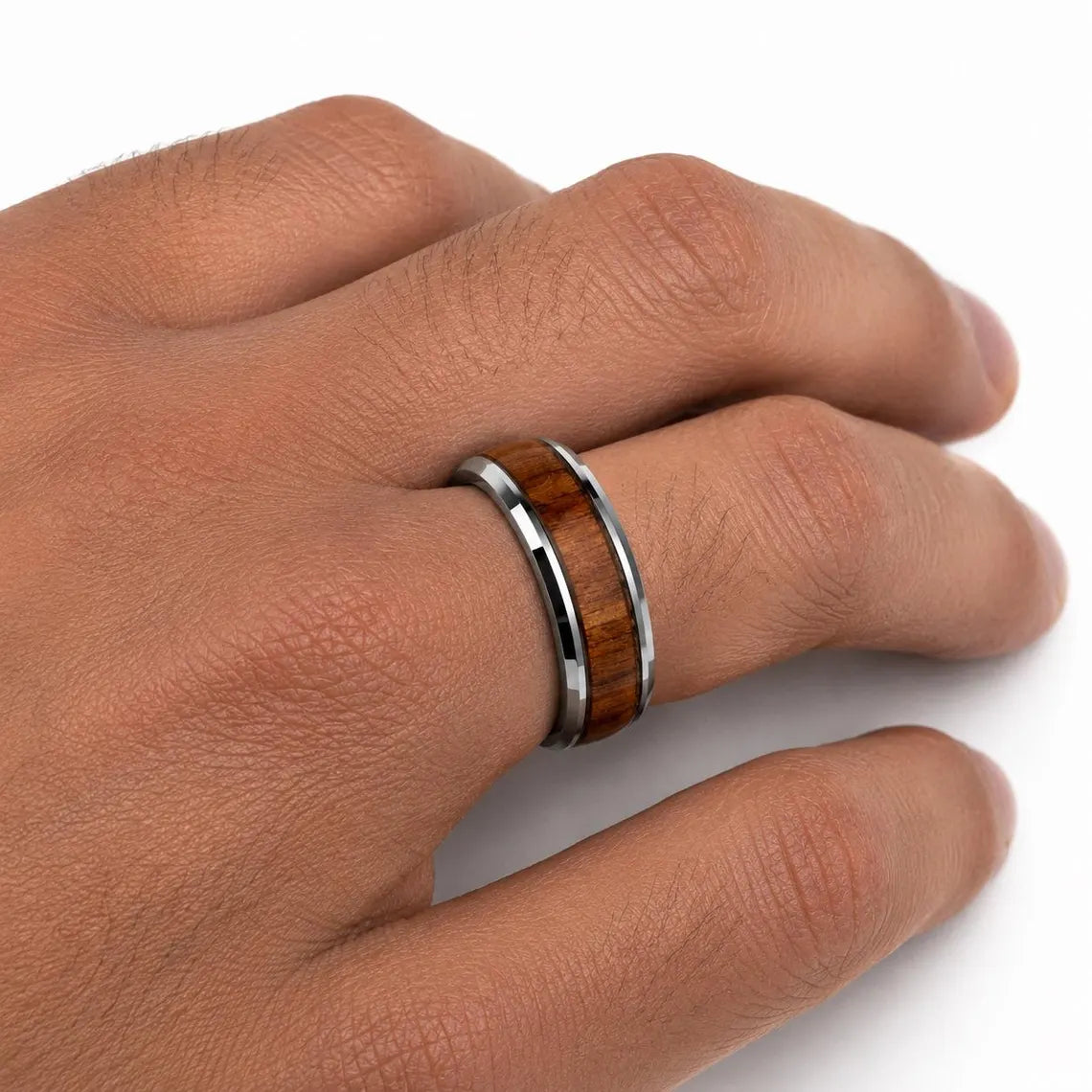 Ted Tungsten Whiskey Barrel Wood Ring 6mm