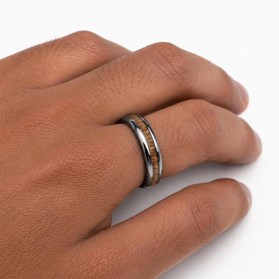 Ted Tungsten Whiskey Barrel Wood Ring 6mm
