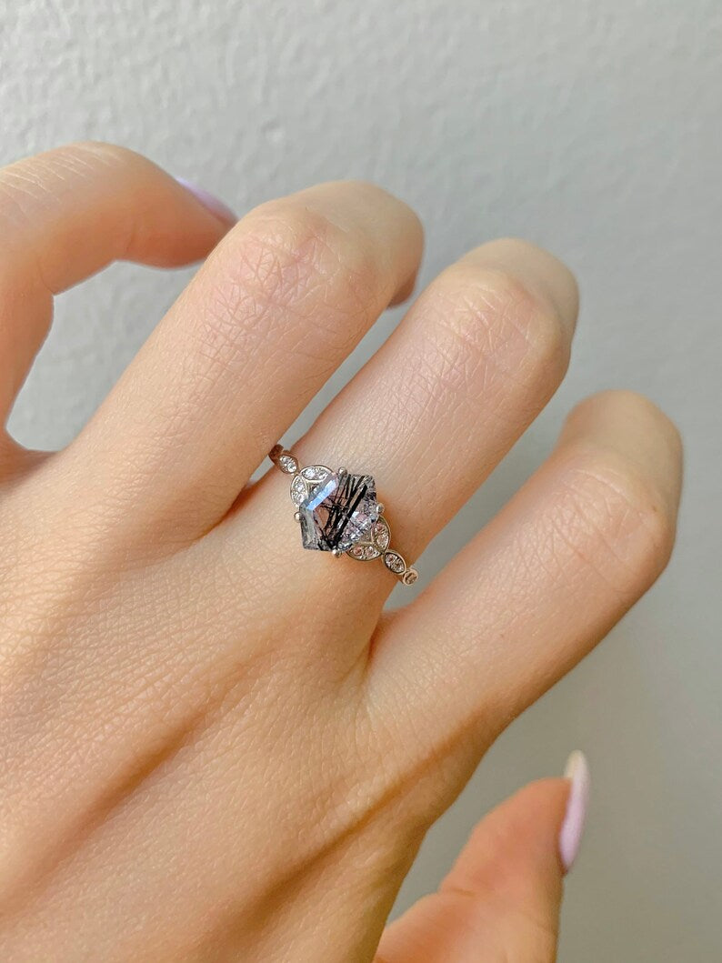 Gin Black Rutilated Quartz Ring