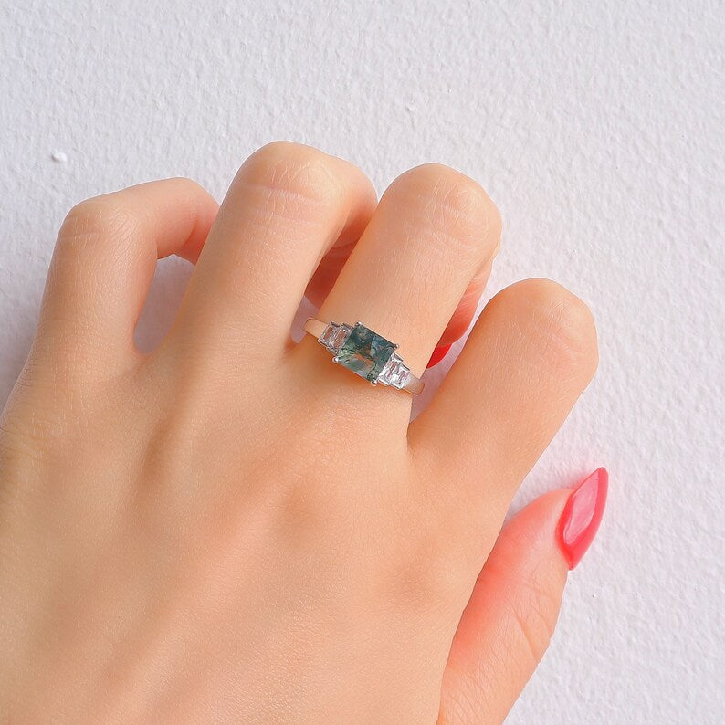 Dani Moss Agate Quartz Ring Sterling Silver