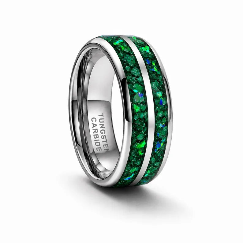 Mike Men's Double Layered Emerald Opal Ring