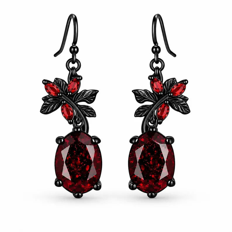 Francesca Gothic Garnet Earrings Black