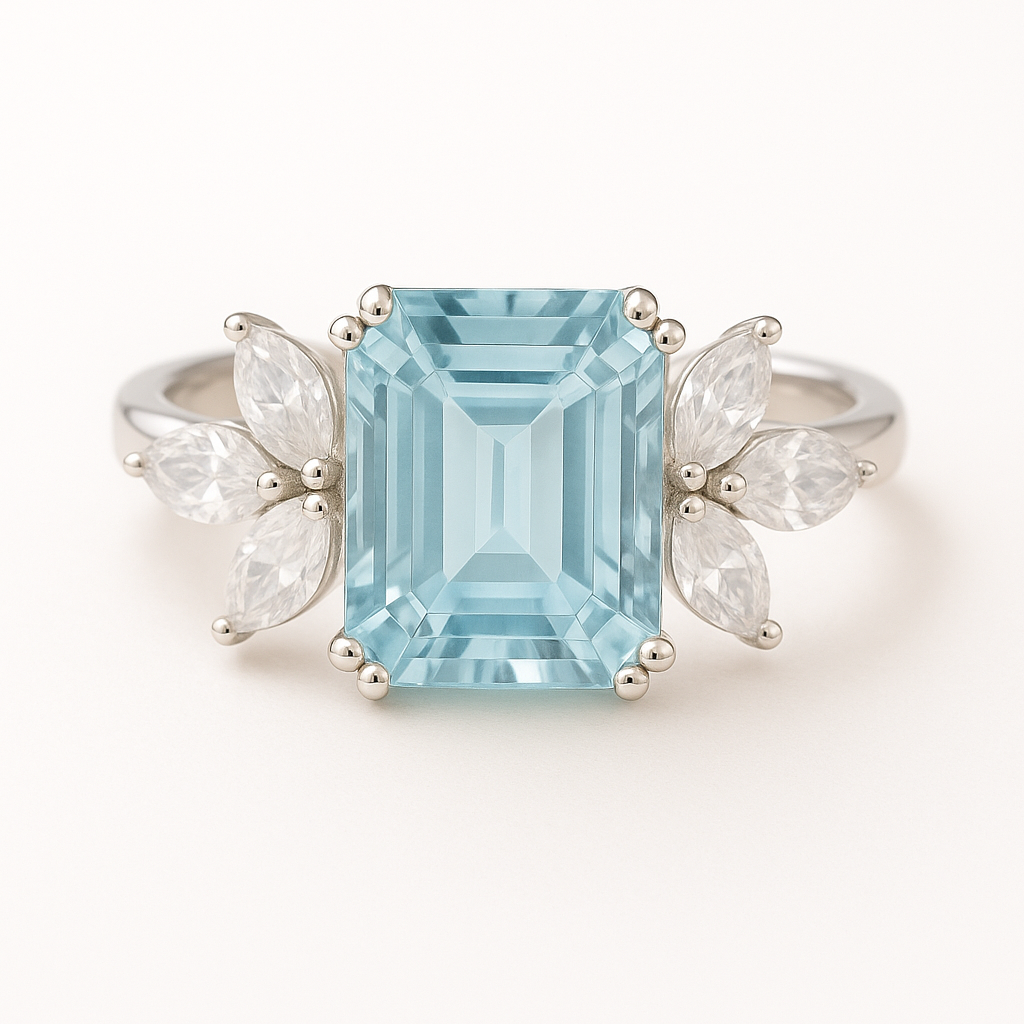 Ivy Aquamarine Ring Sterling Silver