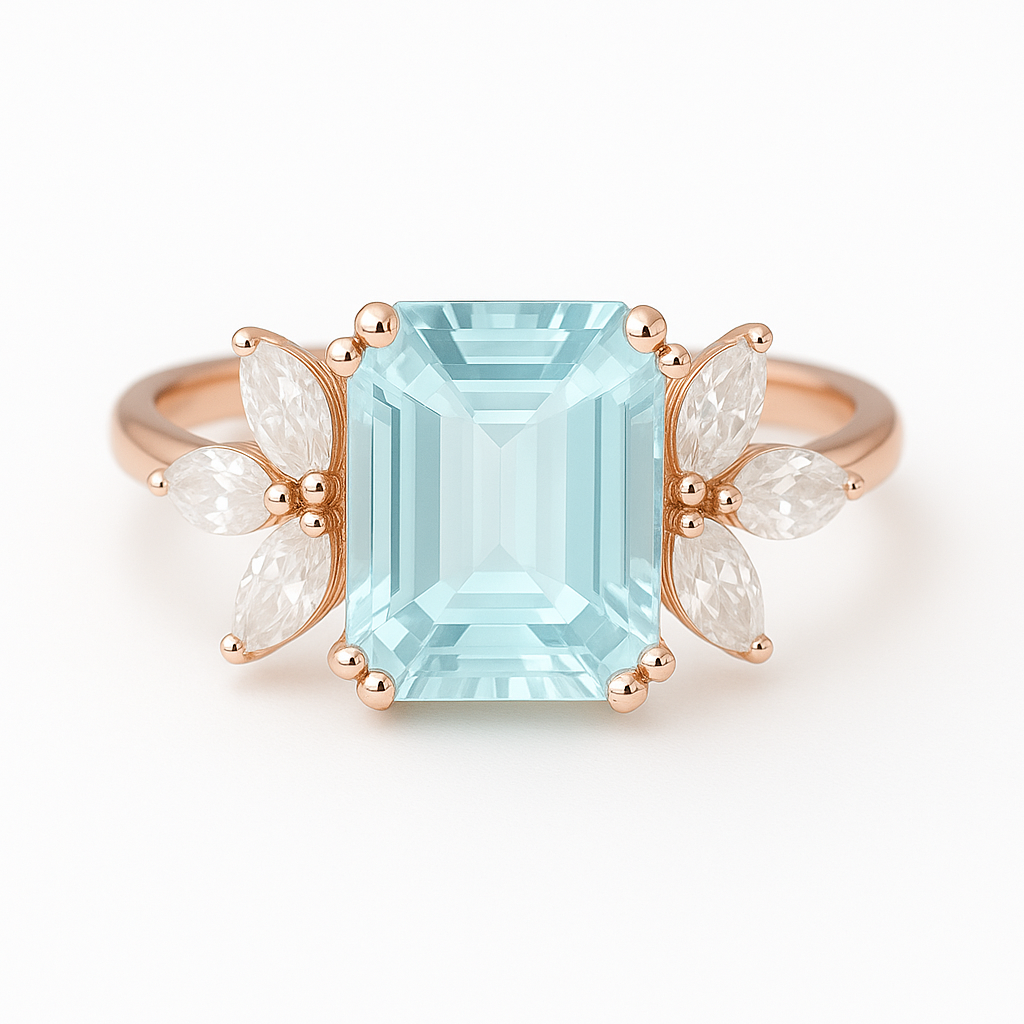 Ivy Aquamarine Ring Rose Gold