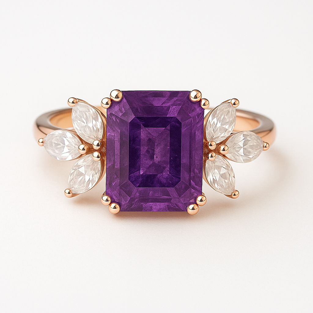 Ivy Amethyst Ring Rose Gold