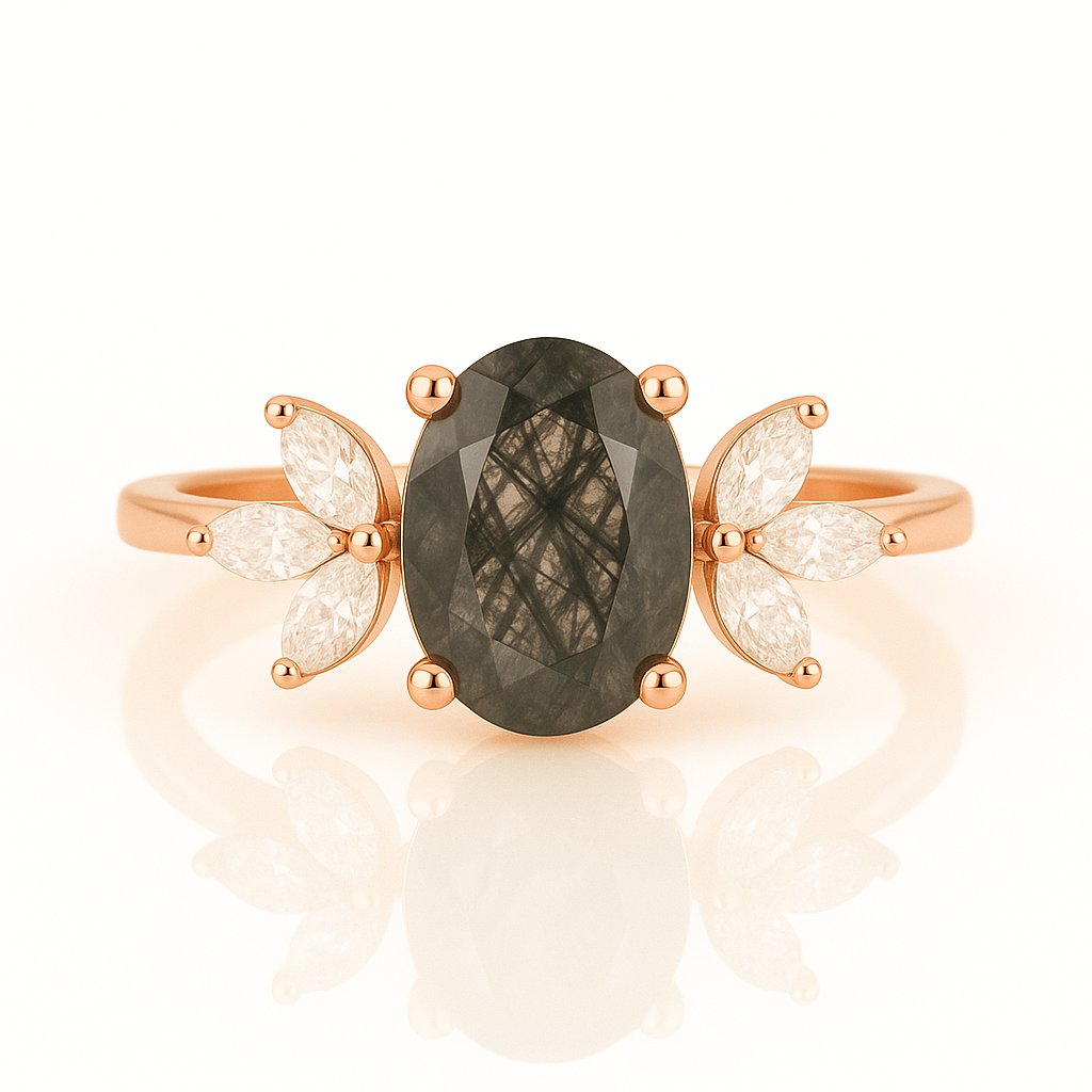 Ivy Black Rutilated Quartz Ring