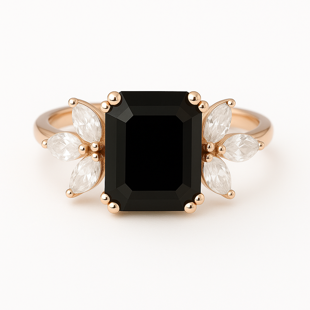 Ivy Black Onyx Ring Rose Gold
