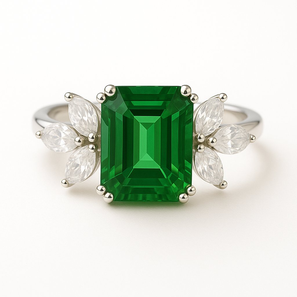Ivy Emerald Ring Sterling Silver