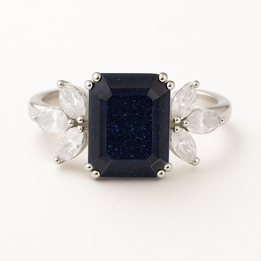 Ivy Blue Sandstone Ring Sterling Silver