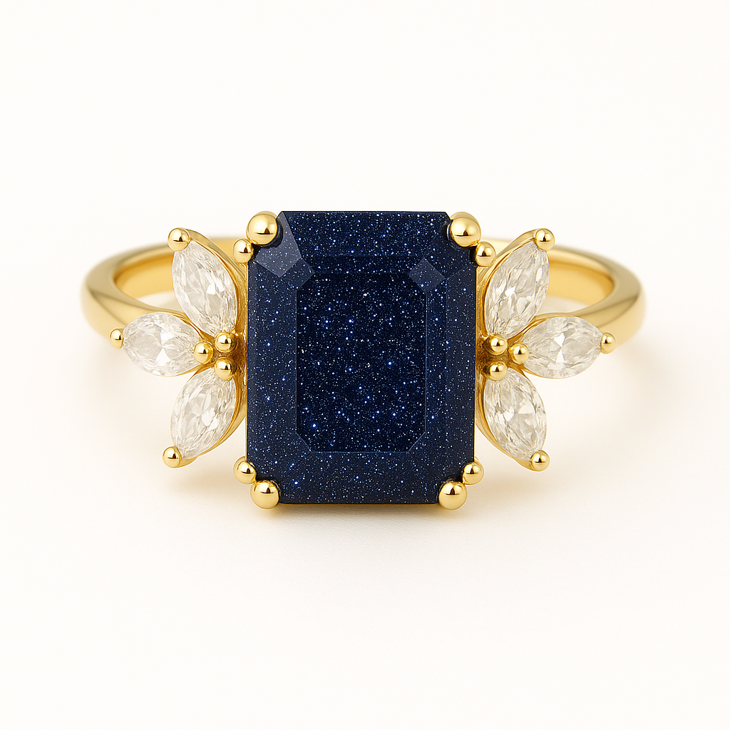 Ivy Blue Sandstone Ring Sterling Silver