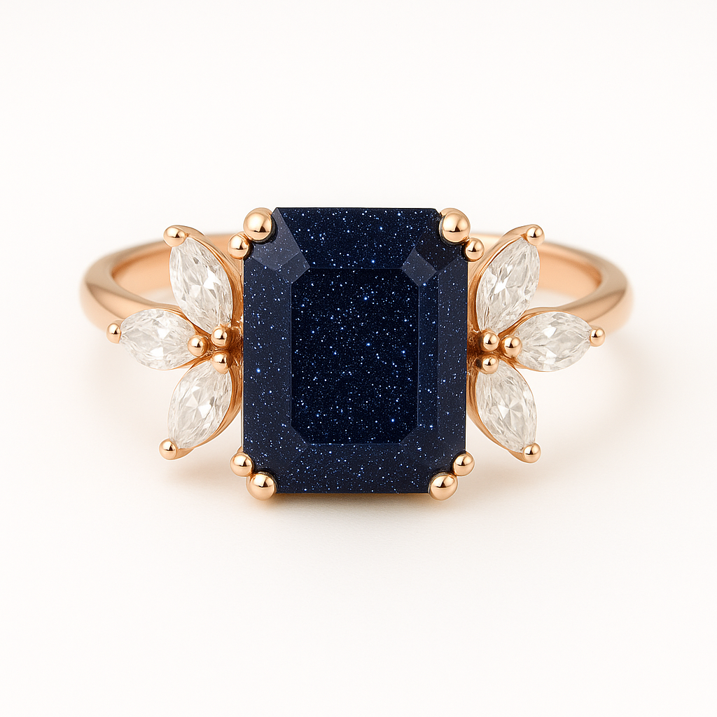 Ivy Blue Sandstone Ring Rose Gold