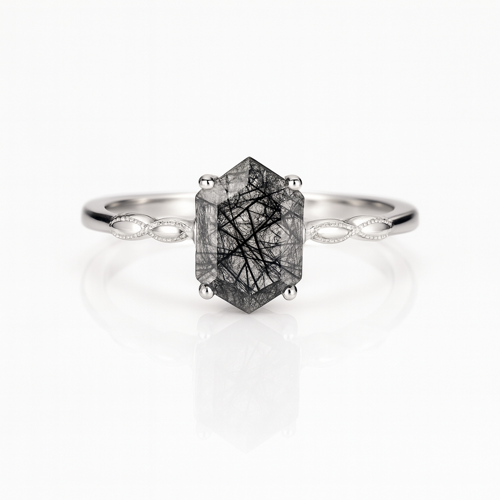 Iza Black Rutilated Quartz Ring