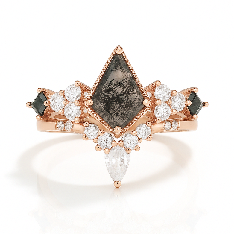 Kya Moss Agate Quartz Ring Set Sterling Silver