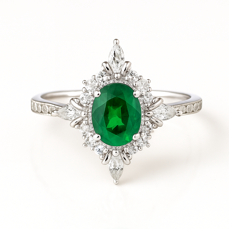 Mia Emerald Ring Sterling Silver