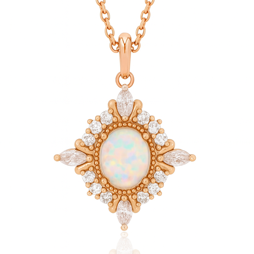 Mia Opal Necklace Rose Gold