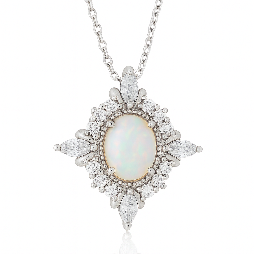 Mia Opal Necklace Sterling Silver