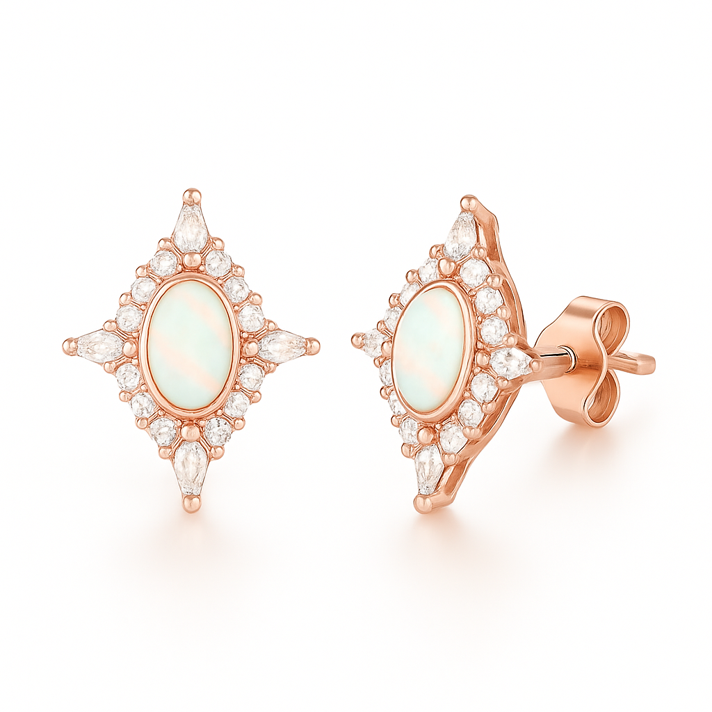Mia Opal Earrings Rose Gold