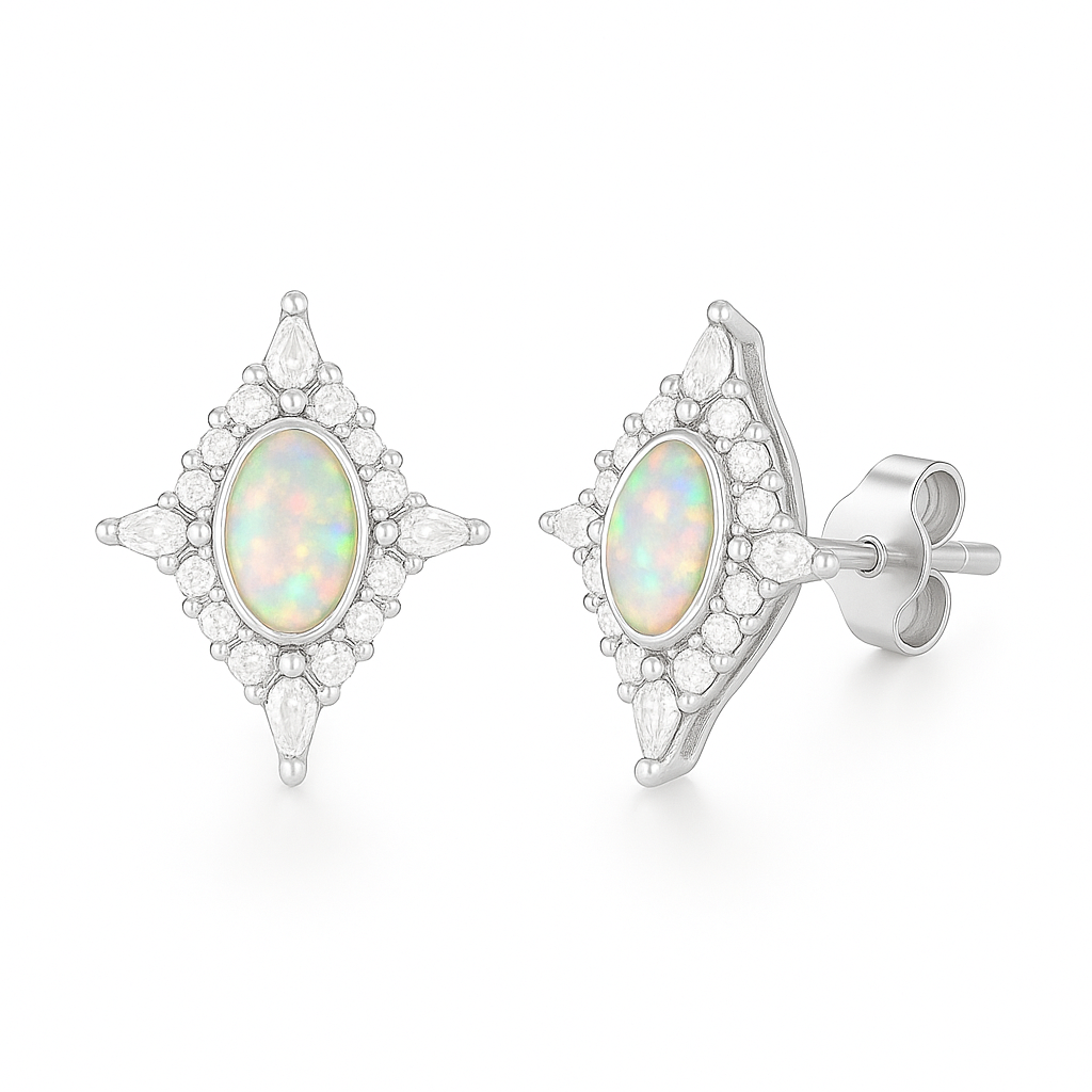 Mia Opal Earrings Sterling Silver