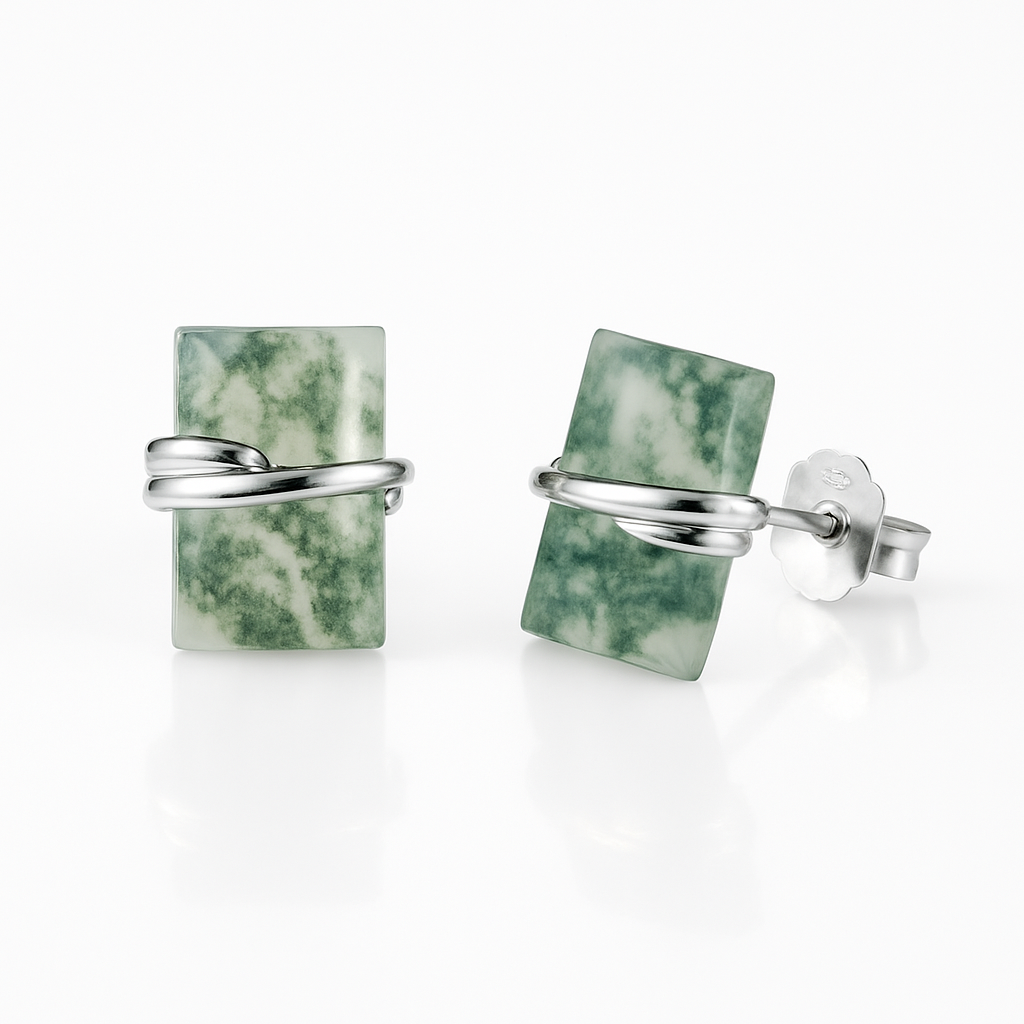 Gabi Moss Agate Earrings Sterling Silver